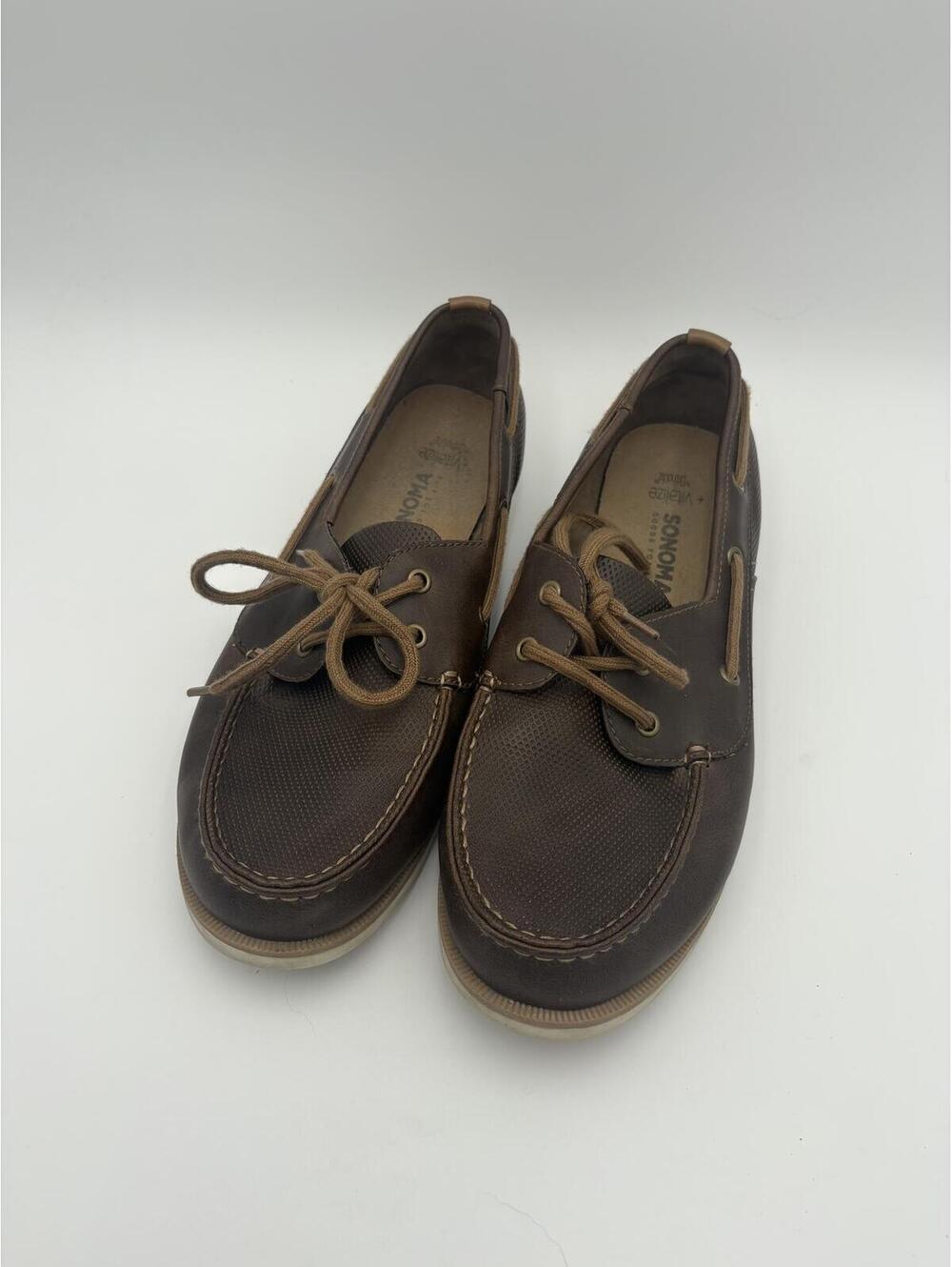 Sonoma Good Life Kutcher Brown Leather Boat Shoes with Laces Mens  Size 12